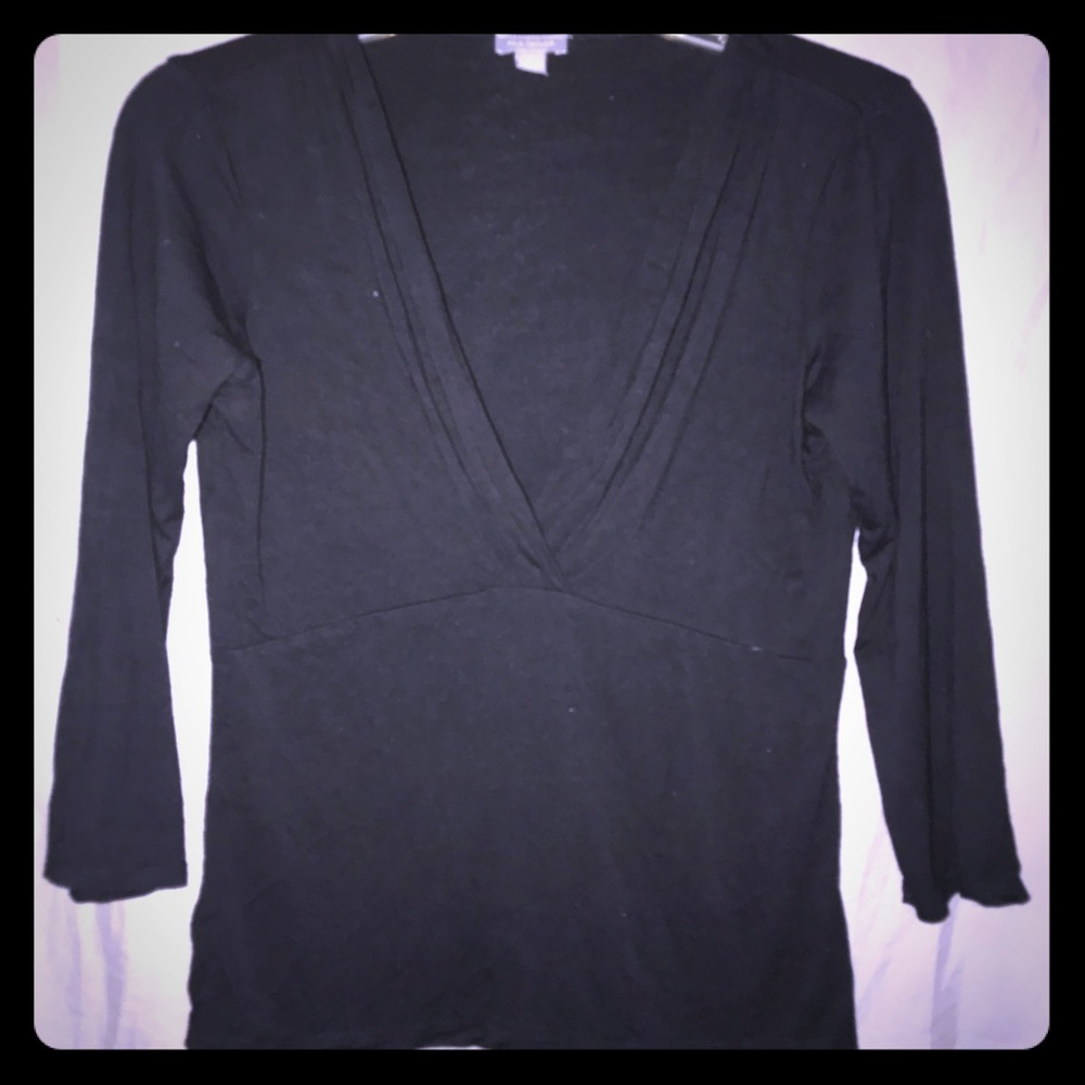 Ann Taylor Black low cut cozy top